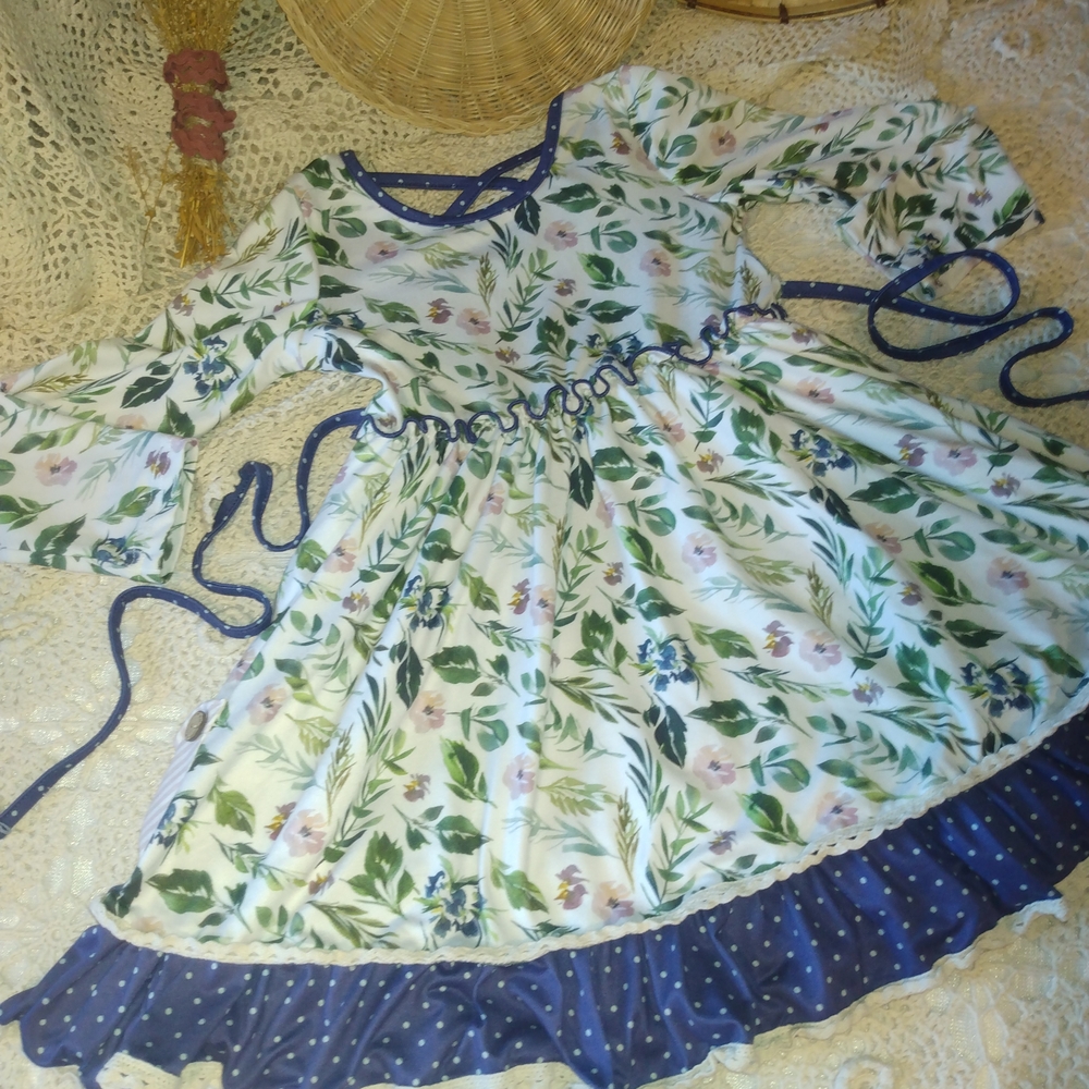 Cheeky Plum Floral Dress with Blue Accents